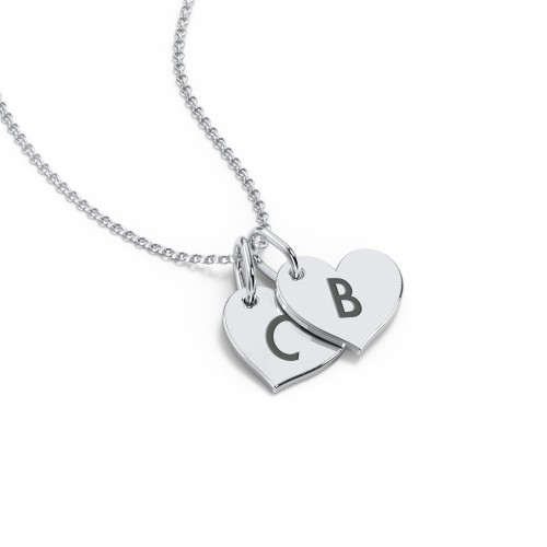 Initial 2 Heart Disc Necklace