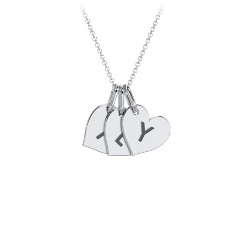 Initial 3 Heart Disc Necklace