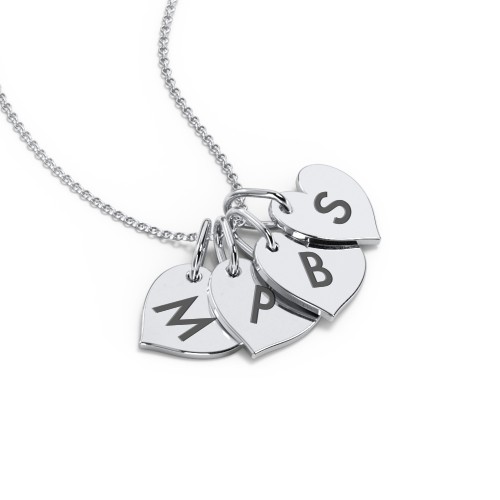 Initial 4 Heart Disc Necklace