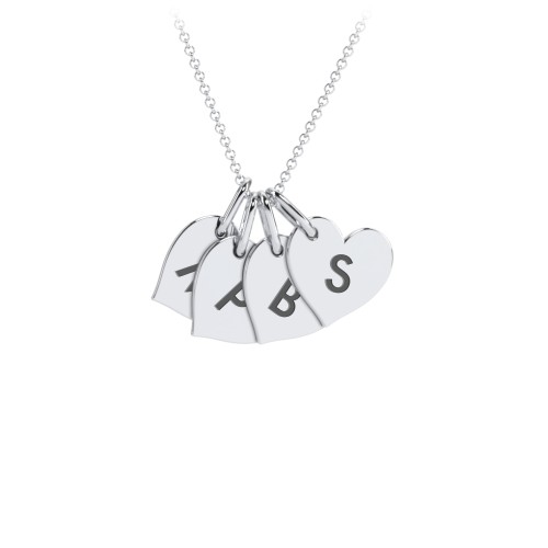Initial 4 Heart Disc Necklace