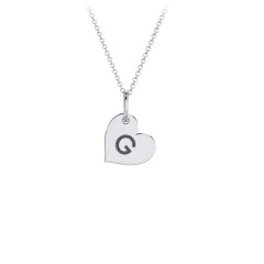 Initial Heart Disc Necklace – Sterling Silver