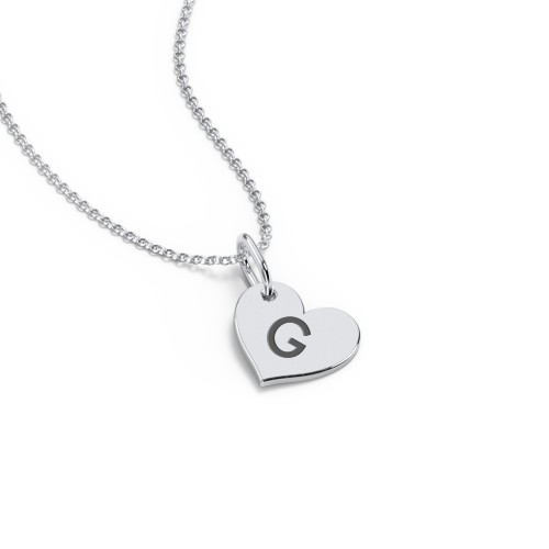 Initial Heart Disc Necklace – Sterling Silver