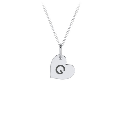 Initial Heart Disc Necklace – Sterling Silver