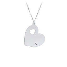 Engravable Heart In Heart Necklace with Heart Cutouts