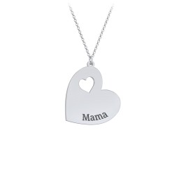Engravable Heart In Heart Necklace with Heart Cutouts in 925 Sterling Silver