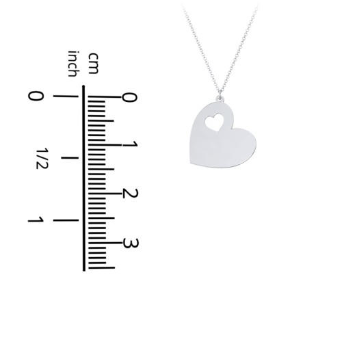Engravable Heart In Heart Necklace with Heart Cutouts – Sterling Silver