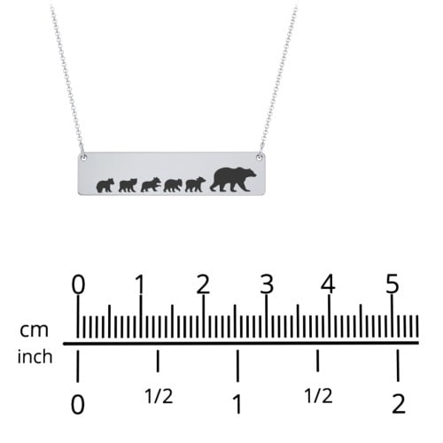 Engravable Mama Bear Bar Necklace with 2 Cubs