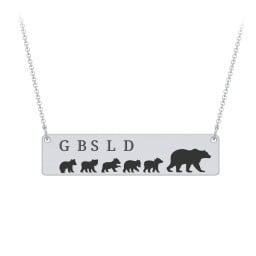 Engravable Mama Bear Bar Necklace with 5 Cubs