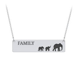 Engravable Mama Elephant Bar Necklace with 2 Calves