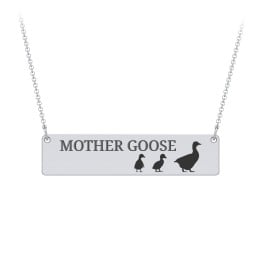 Engravable Mama Goose Bar Necklace with 2 Goslings