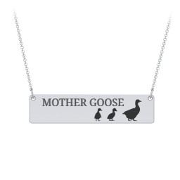 Engravable Mama Goose Bar Necklace with 2 Goslings in 925 Sterling Silver