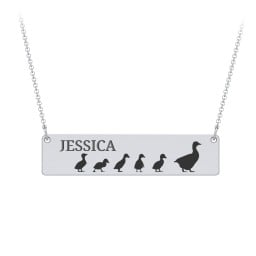 Engravable Mama Goose Bar Necklace with 5 Goslings