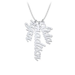 Personalized Vertical 3 Names Necklace in Emeril Font in 925 Sterling Silver