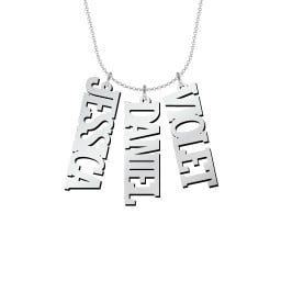 Personalized Varsity Vertical 3 Names Necklace