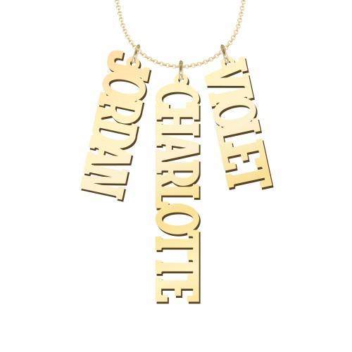 Personalized Varsity Vertical 3 Names Necklace