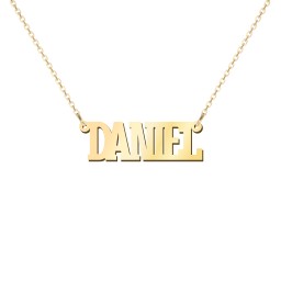 Personalized Varsity Name Necklace in 10K Solid Yellow Gold