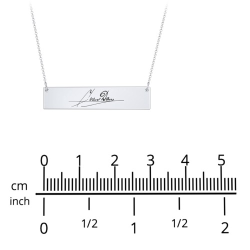 Personalized Handwriting Bar Pendant – 18K Gold Plated Silver