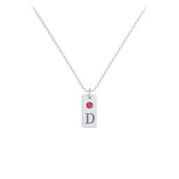 Small Initial Tag Necklace with Birthstone