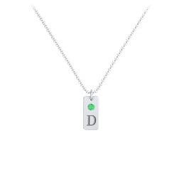 Small Initial Tag Necklace with Birthstone