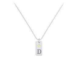 Small Initial Tag Necklace with Birthstone