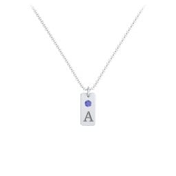 Small Initial Tag Necklace with Birthstone
