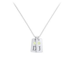 Small Initial 2 Tag Necklace with Birthstone