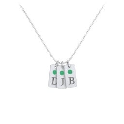 Small Initial 3 Tag Necklace with Birthstone