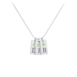 Small Initial 3 Tag Necklace with Birthstone