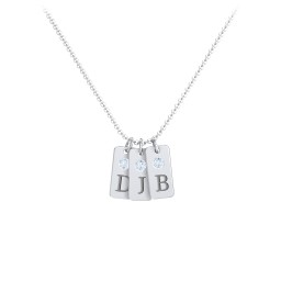 Small Initial 3 Tag Necklace with Birthstone