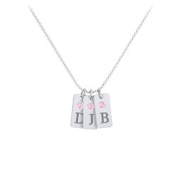 Small Initial 3 Tag Necklace with Birthstone