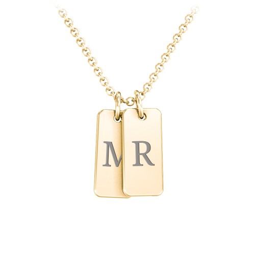 Small Initial 2 Tag Necklace – 18K Gold Plated Silver