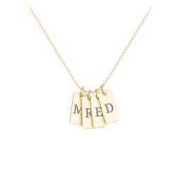 Small Initial 4 Tag Necklace in 18K Gold Plated Silver