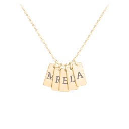 Small Initial 5 Tag Necklace in 18K Gold Plated Silver