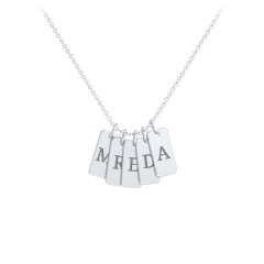 Small Initial 5 Tag Necklace – Sterling Silver