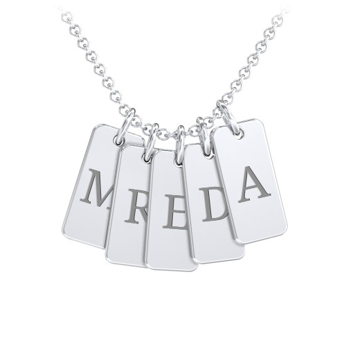Small Initial 5 Tag Necklace – Sterling Silver