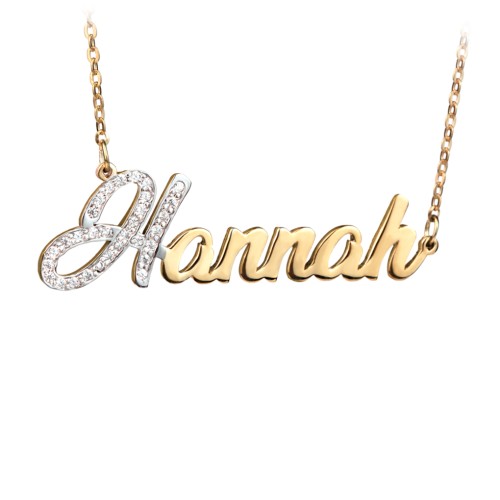 Personalized Name Necklace with Pavé Initial – 18K Gold Plated Silver