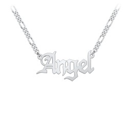 Personalized Name Necklace with Figaro Chain in 925 Sterling Silver