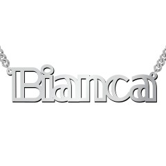 Outline Name Necklace with Open Curb Chain