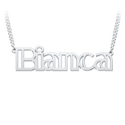 Outline Name Necklace with Open Curb Chain