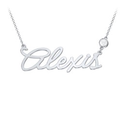 Script Name Necklace with Birthstone