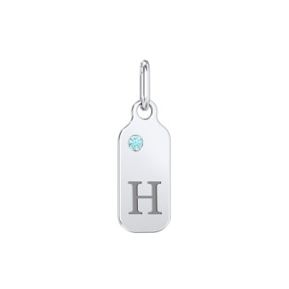 Duchess Dog Tag Initial Charm with Accent Stone