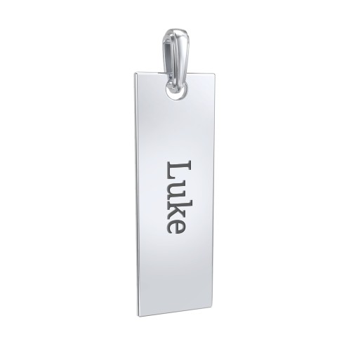 Men's Engravable Long Tag Pendant – Sterling Silver