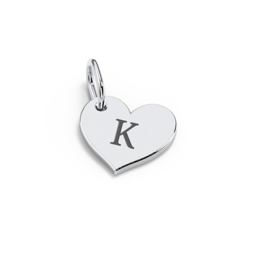 Initial Heart Charm – Sterling Silver