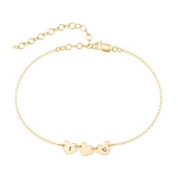 Triple Heart Engravable Anklet