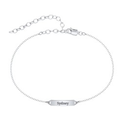 Mini Engravable Bar Anklet in 925 Sterling Silver