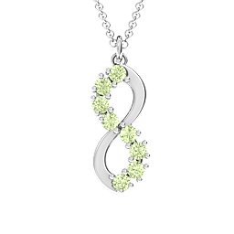 8 Stone Infinity Pendant in 925 Sterling Silver with Peridot