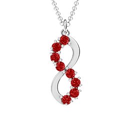 8 Stone Infinity Pendant in 925 Sterling Silver with Garnet