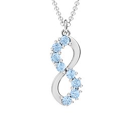 8 Stone Infinity Pendant in 925 Sterling Silver with Aquamarine