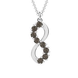 8 Stone Infinity Pendant in 925 Sterling Silver with Smokey Quartz