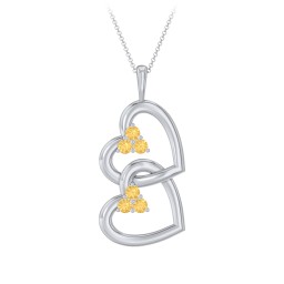Unity Interlocking Hearts Birthstone Pendant in 925 Sterling Silver with Citrine